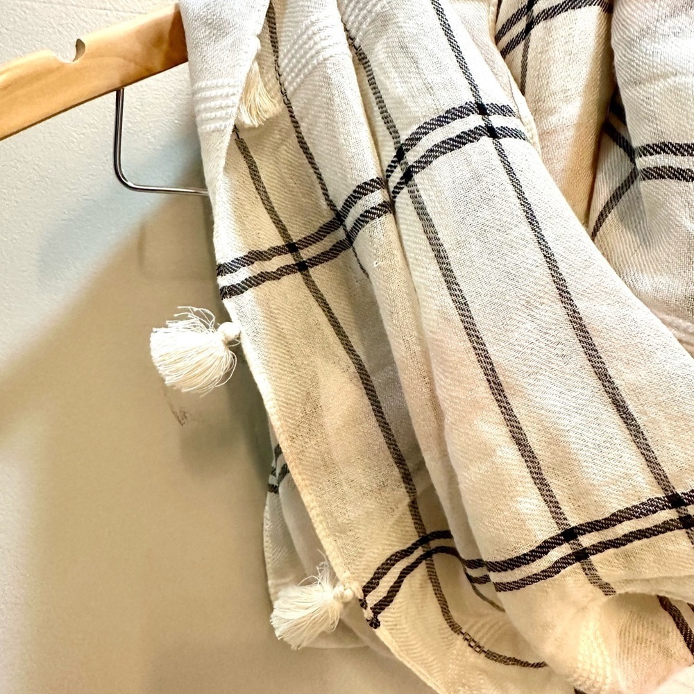 Loft Plaid Infinity Scarf with Tassles - Picture 2 of 5